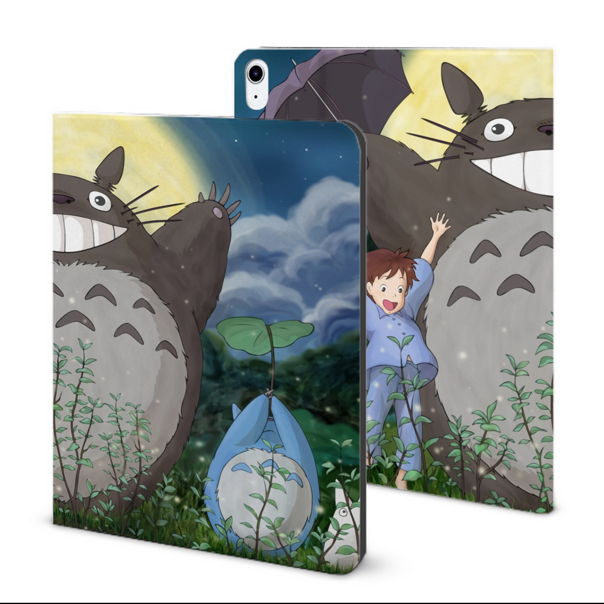 （画像用） となりのトトロ 草壁メイ 草壁サツキ My Neighbor Totoro Satsuki Kusakabe Mei Kusakabe IPad ケース ブック型 PUレザー TPU 耐衝撃 軽量 薄型 ペン収納なし 全面保護 IPad 各モデル対応